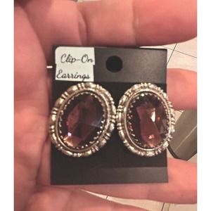 Vintage Whiting And Davis Saphiret Cabochon Earrings Clip On Great Condition